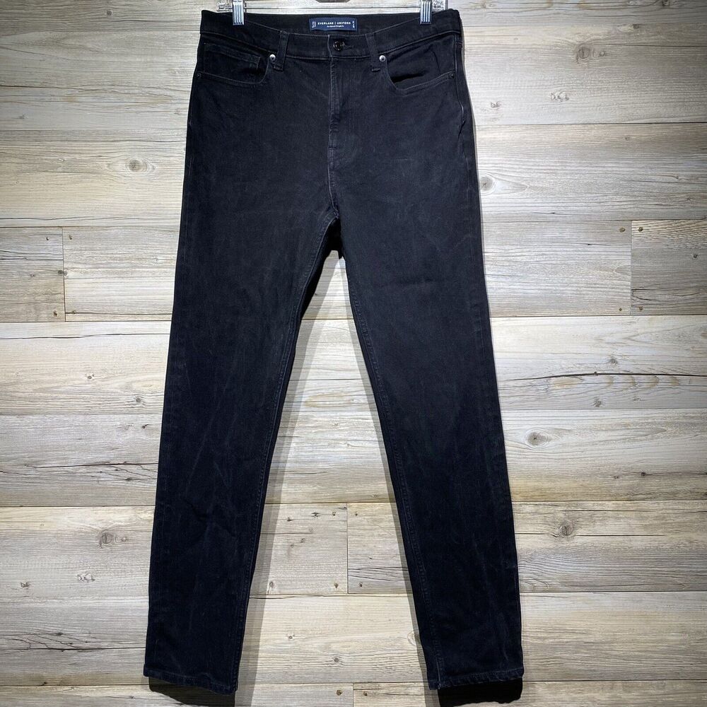 Everlane Uniform Relaxed Straight Jeans Organic Cotton Faded Black Stretch 30x32